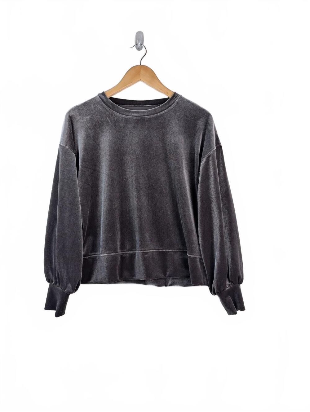 Madewell Dark Metal Velvet Long Sleeve Pullover Top Size XS